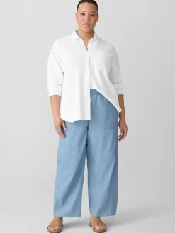Airy Organic Cotton Twill Wide-Leg Pant