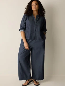 Airy Organic Cotton Twill Wide-Leg Pant