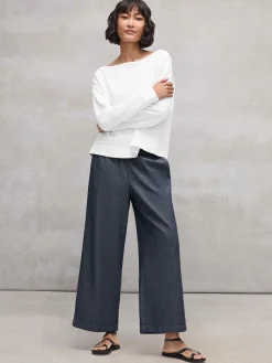 Airy Organic Cotton Twill Wide-Leg Pant