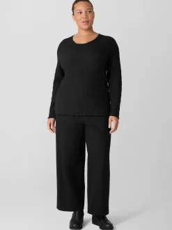 Bubble Jacquard Round Neck Top