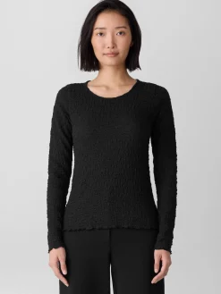Bubble Jacquard Round Neck Top