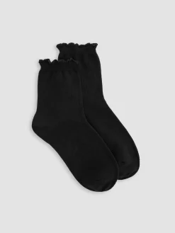 Cotton Rib Scallop Edge Short Crew Sock