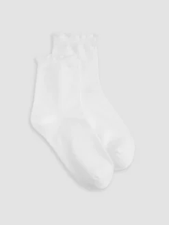 Cotton Rib Scallop Edge Short Crew Sock