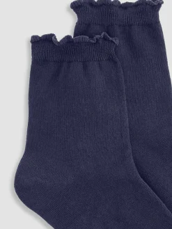 Cotton Rib Scallop Edge Short Crew Sock
