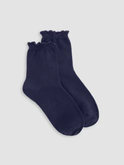 Cotton Rib Scallop Edge Short Crew Sock