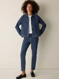 Cotton Stretch Denim Classic Collar Jacket