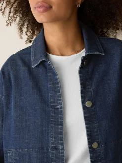 Cotton Stretch Denim Classic Collar Jacket