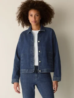 Cotton Stretch Denim Classic Collar Jacket