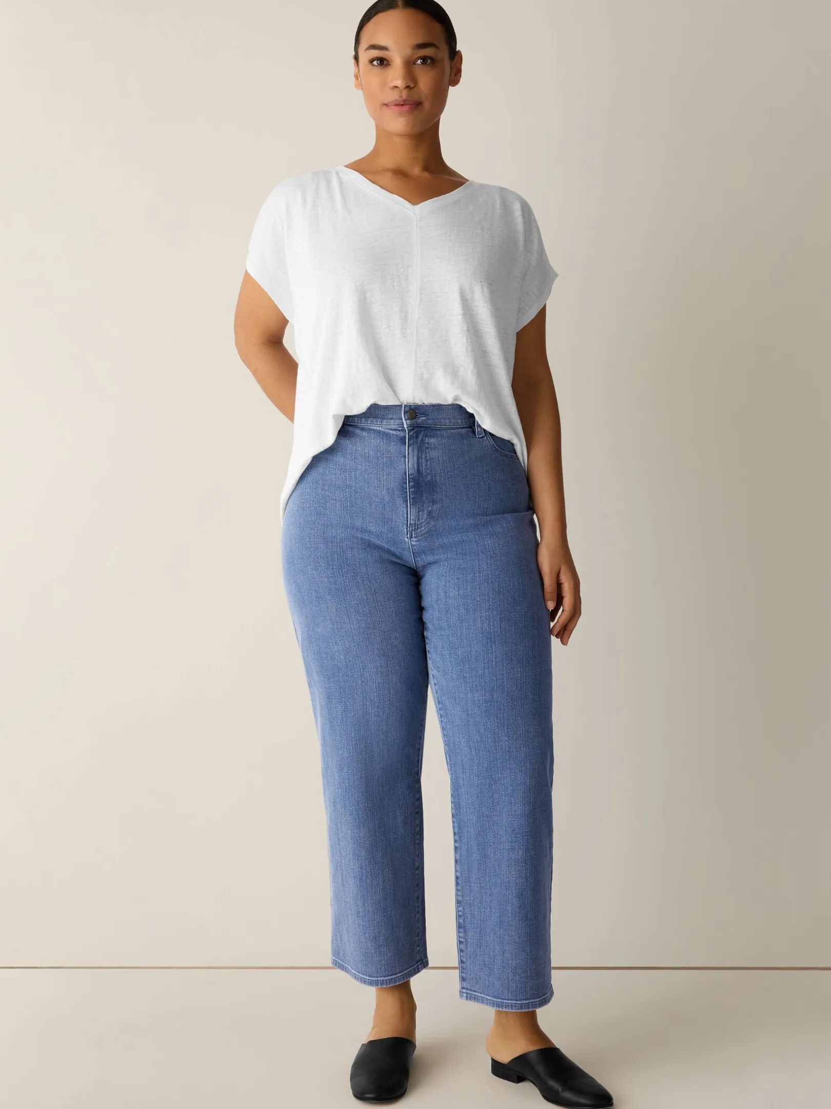 Cotton Stretch Denim Straight Jean