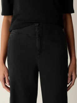Cotton Stretch Denim Wide-Leg Trouser