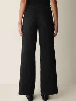 Cotton Stretch Denim Wide-Leg Trouser