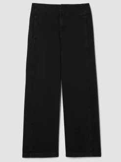 Cotton Stretch Denim Wide-Leg Trouser