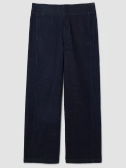 Cotton Stretch Denim Wide-Leg Trouser