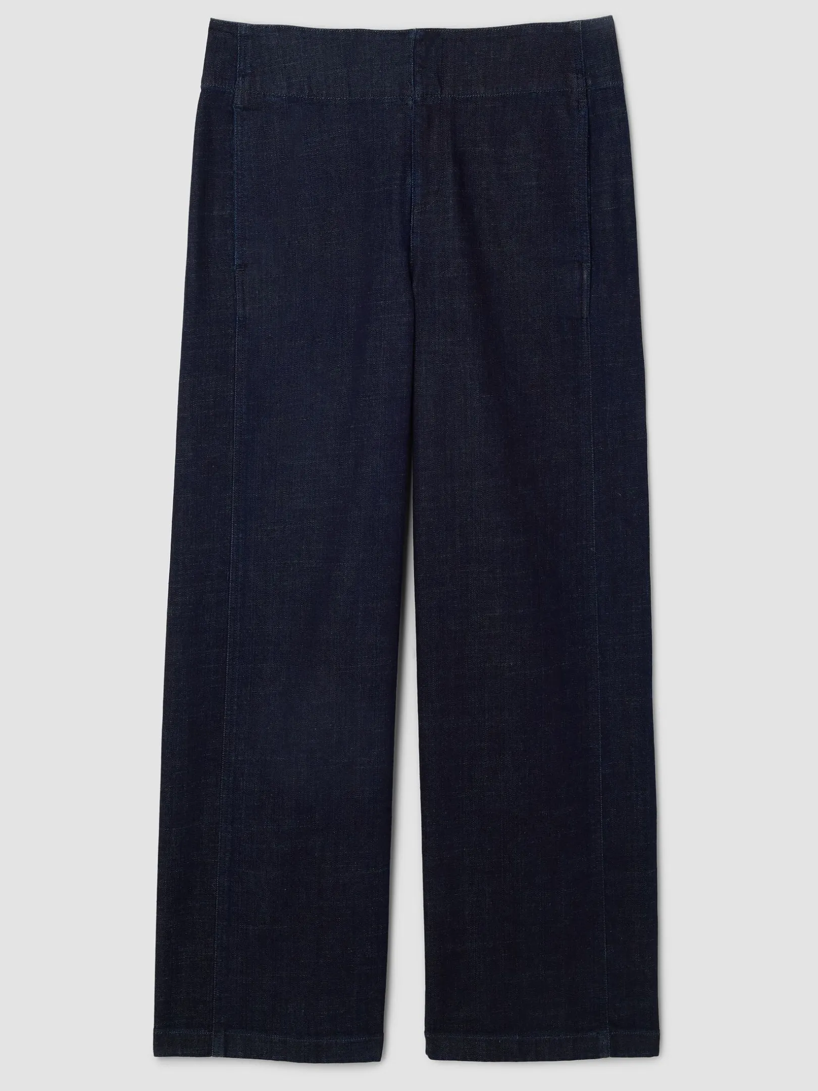 Cotton Stretch Denim Wide-Leg Trouser