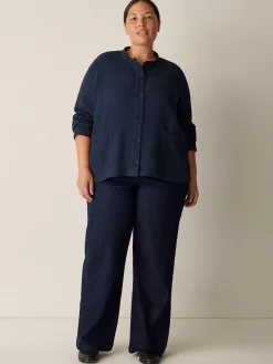 Cotton Stretch Denim Wide-Leg Trouser