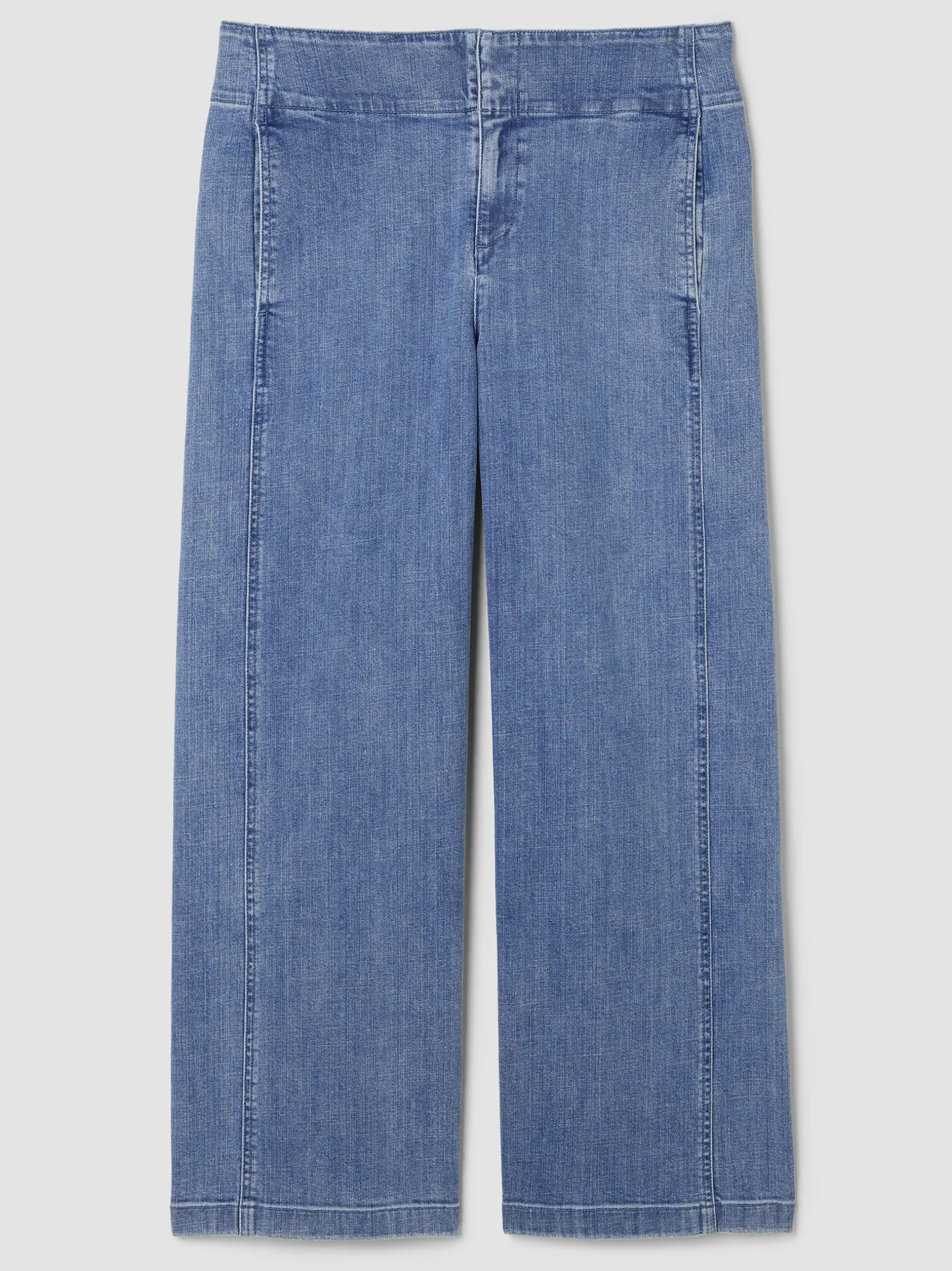 Cotton Stretch Denim Wide-Leg Trouser