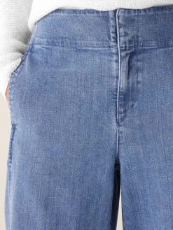 Cotton Stretch Denim Wide-Leg Trouser