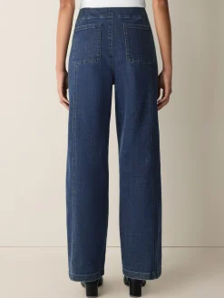 Cotton Stretch Denim Wide-Leg Trouser