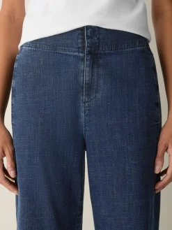 Cotton Stretch Denim Wide-Leg Trouser