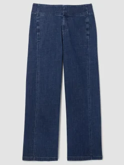 Cotton Stretch Denim Wide-Leg Trouser