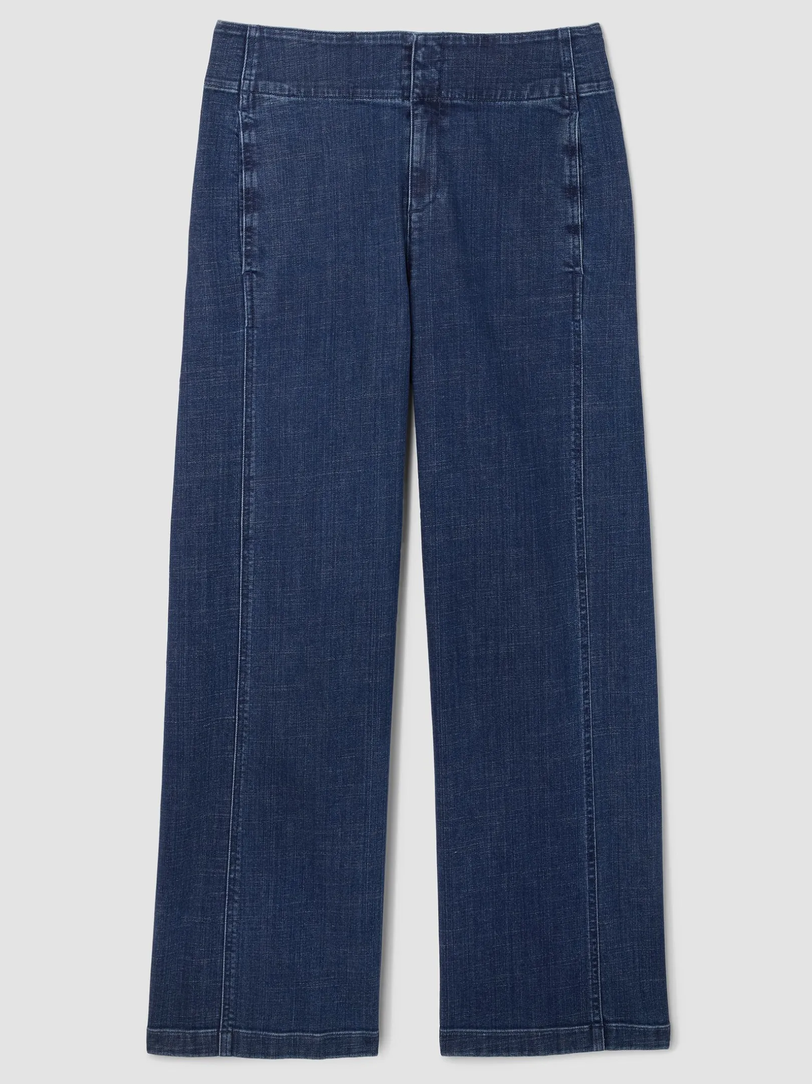 Cotton Stretch Denim Wide-Leg Trouser