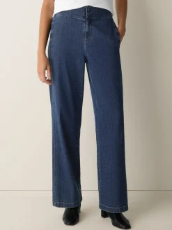Cotton Stretch Denim Wide-Leg Trouser
