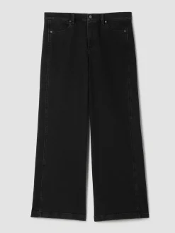 Cotton Stretch Denim Wide-Leg Jean