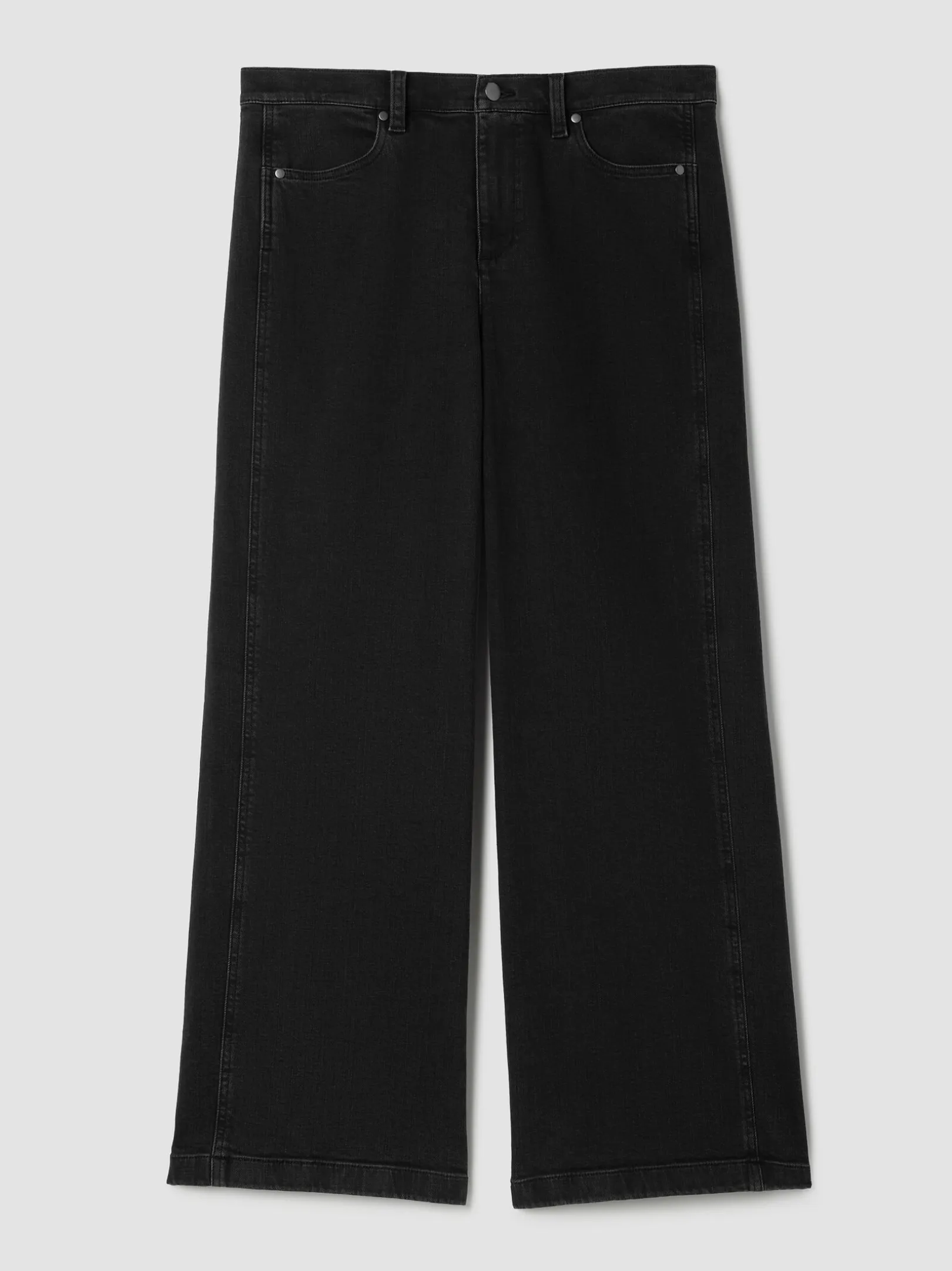 Cotton Stretch Denim Wide-Leg Jean
