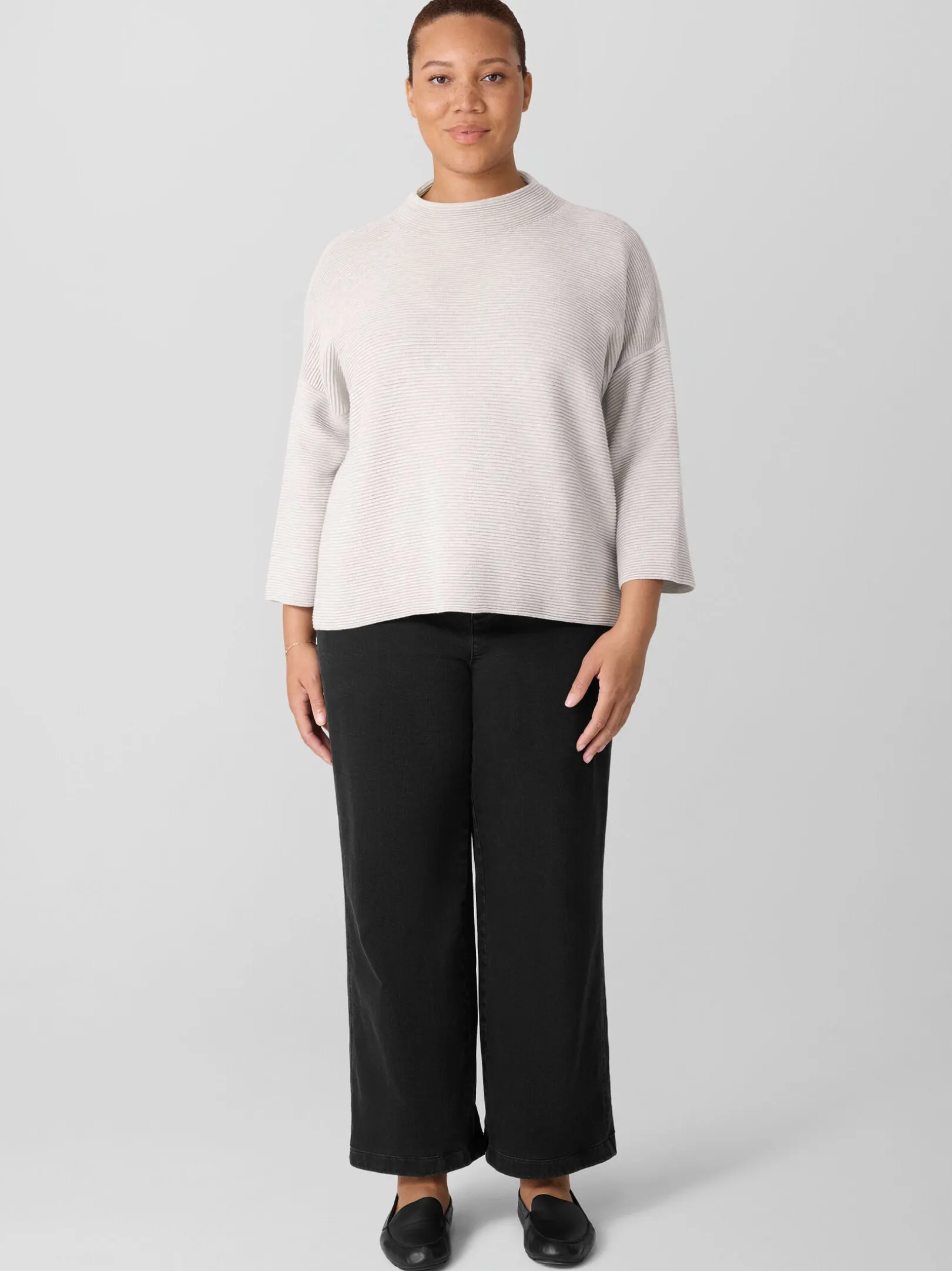 Cotton Stretch Denim Wide-Leg Jean