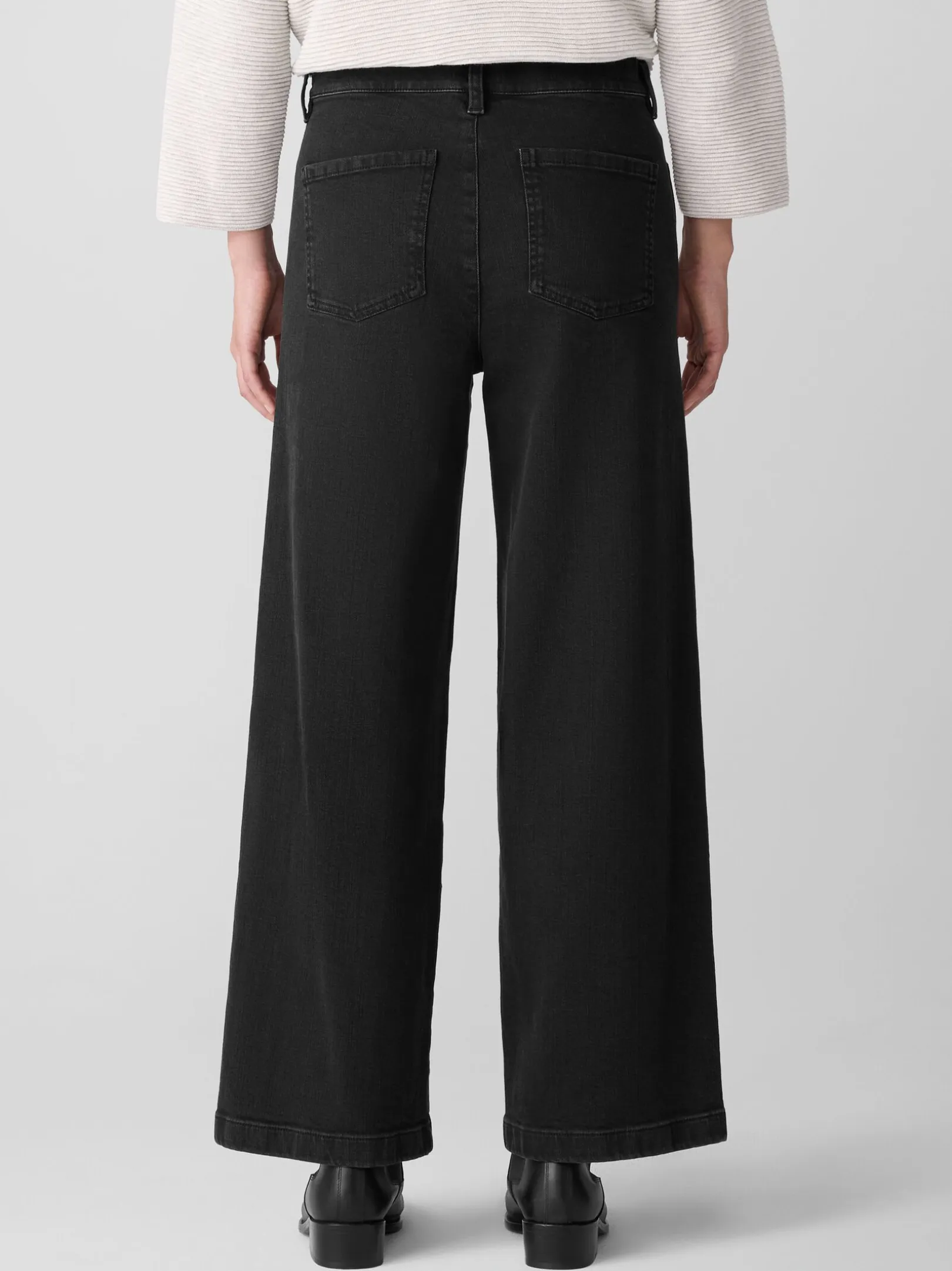 Cotton Stretch Denim Wide-Leg Jean