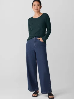 Cotton Stretch Denim Wide-Leg Jean