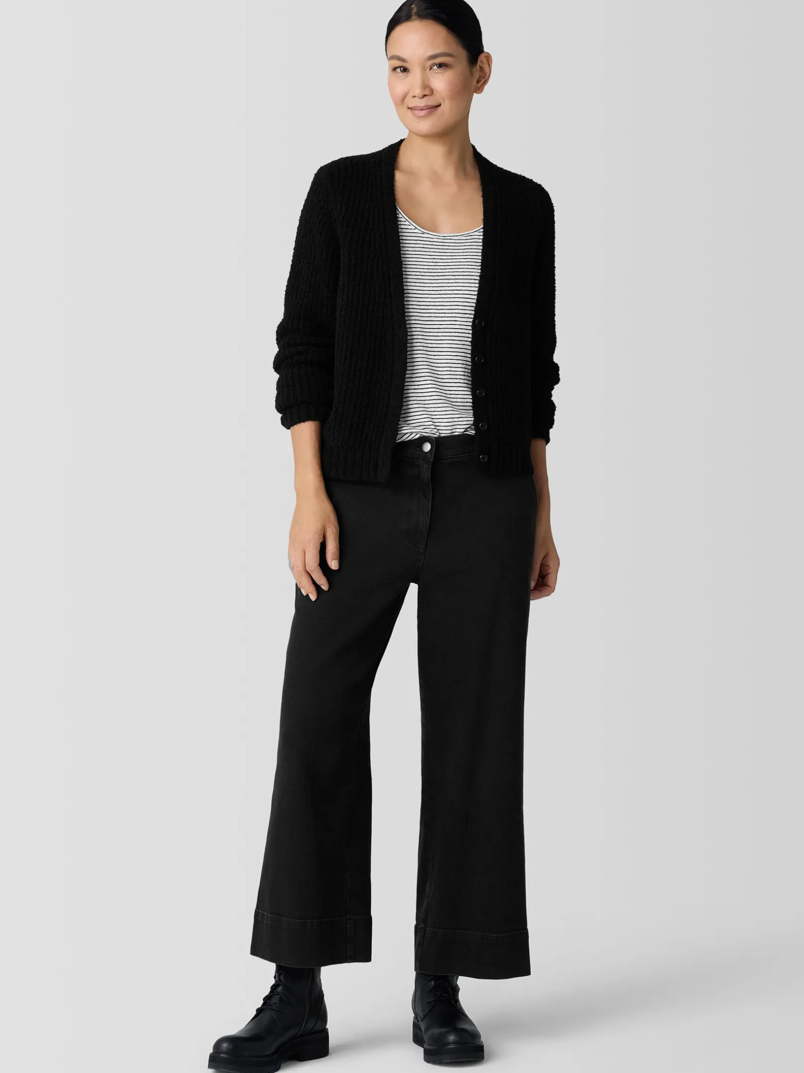 Cotton Stretch Denim Wide-Leg Jean