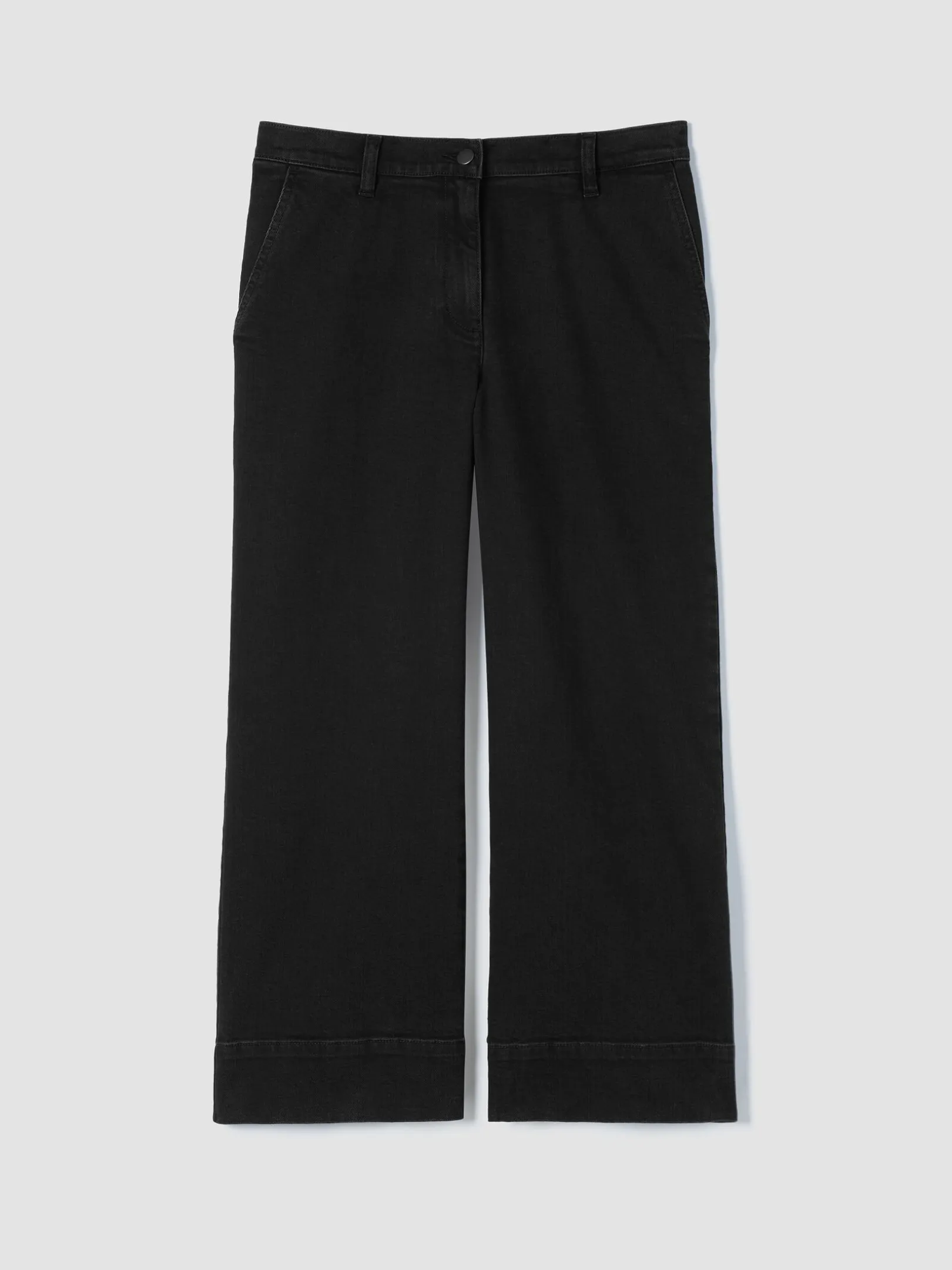Cotton Stretch Denim Wide-Leg Jean