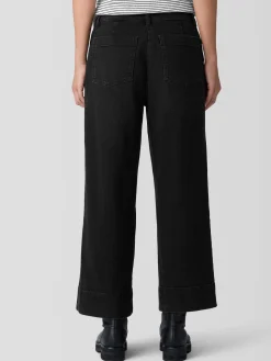 Cotton Stretch Denim Wide-Leg Jean
