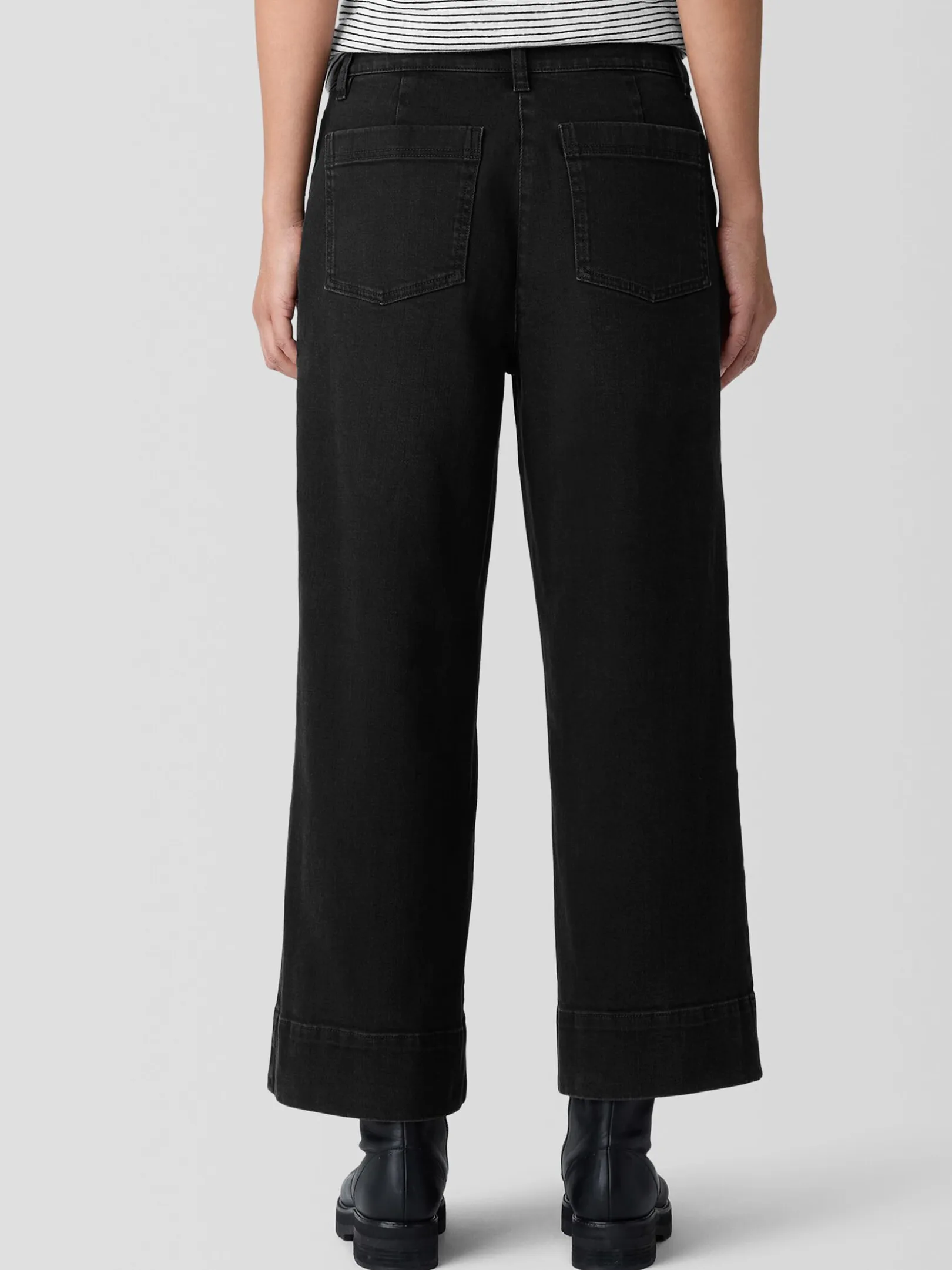 Cotton Stretch Denim Wide-Leg Jean