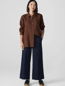 Cotton Stretch Denim Wide-Leg Jean