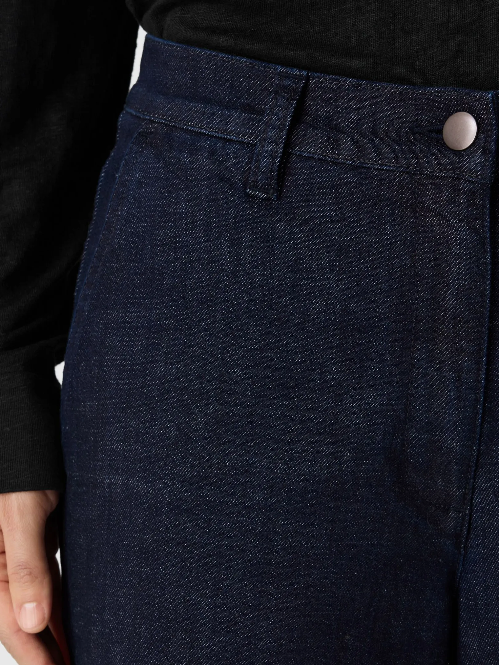 Cotton Stretch Denim Wide-Leg Jean
