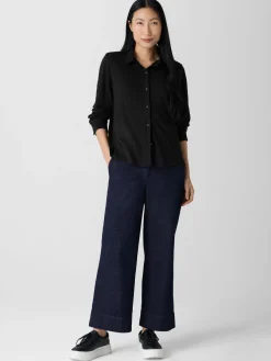 Cotton Stretch Denim Wide-Leg Jean