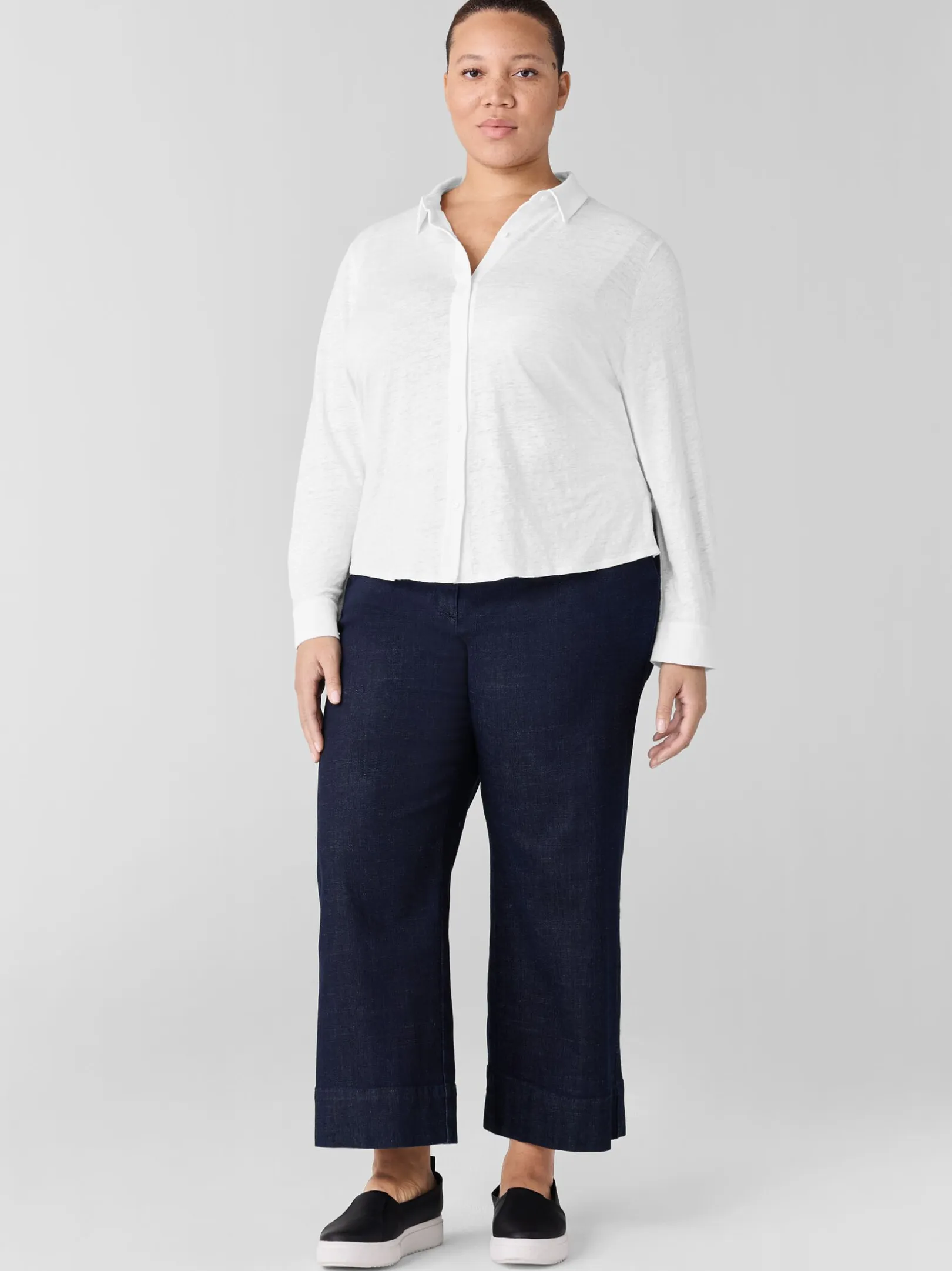 Cotton Stretch Denim Wide-Leg Jean