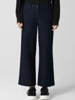 Cotton Stretch Denim Wide-Leg Jean