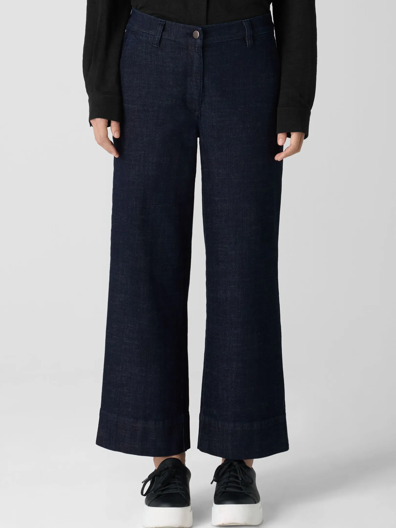 Cotton Stretch Denim Wide-Leg Jean