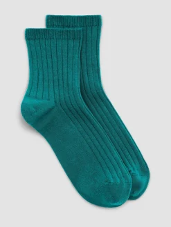 Cotton Wide-Rib Short Crew Sock