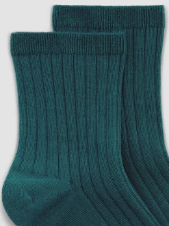 Cotton Wide-Rib Short Crew Sock