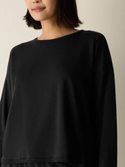 Cozy Brushed Terry Hug Round Neck Box-Top