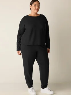 Cozy Brushed Terry Hug Round Neck Box-Top