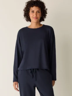 Cozy Brushed Terry Hug Round Neck Box-Top