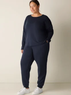 Cozy Brushed Terry Hug Round Neck Box-Top