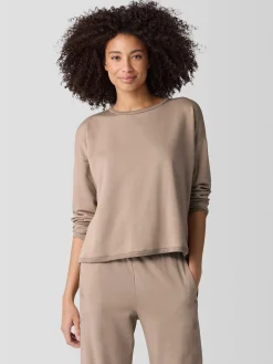 Cozy Brushed Terry Hug Round Neck Box-Top