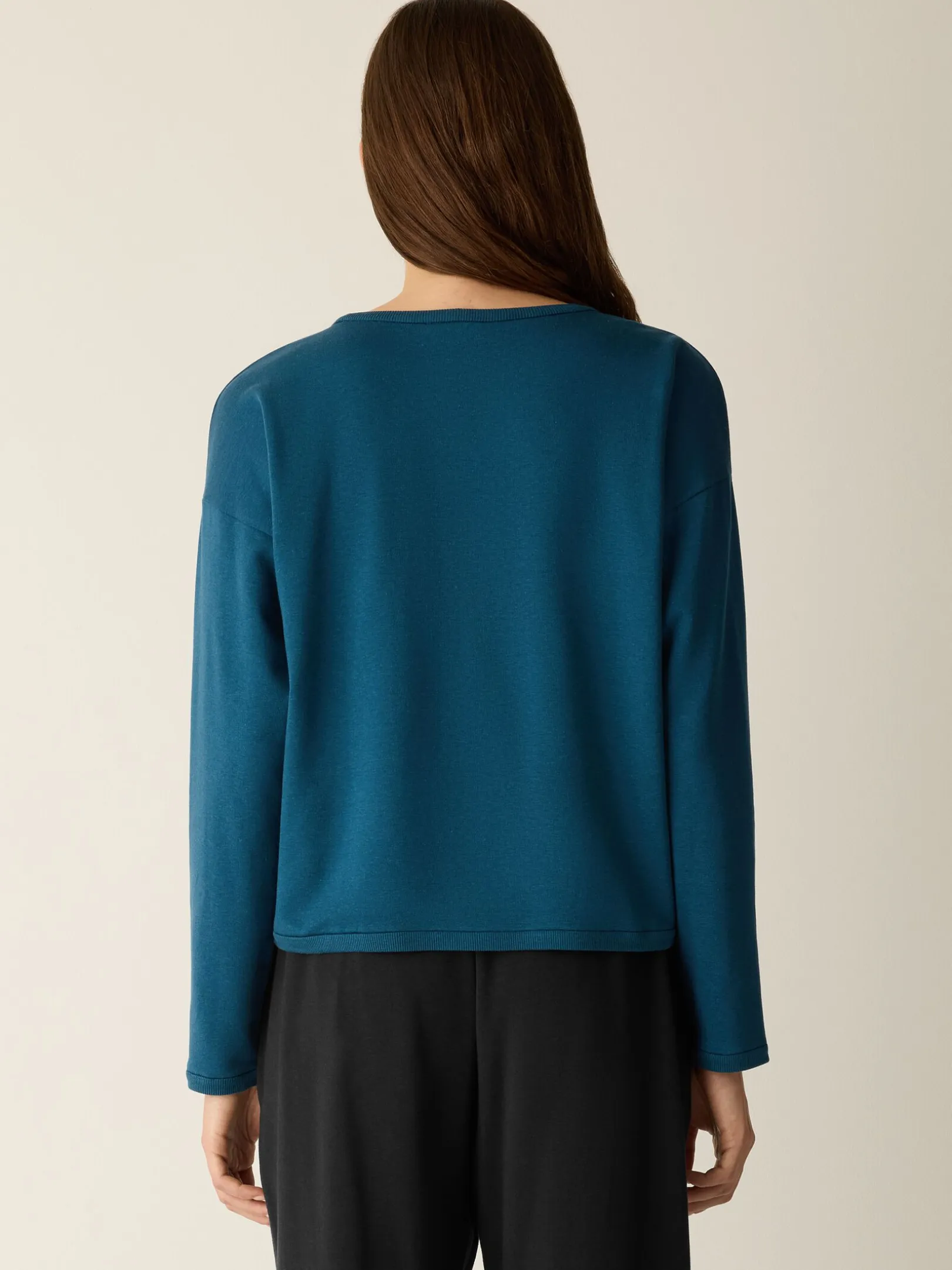 Cozy Brushed Terry Hug Round Neck Box-Top