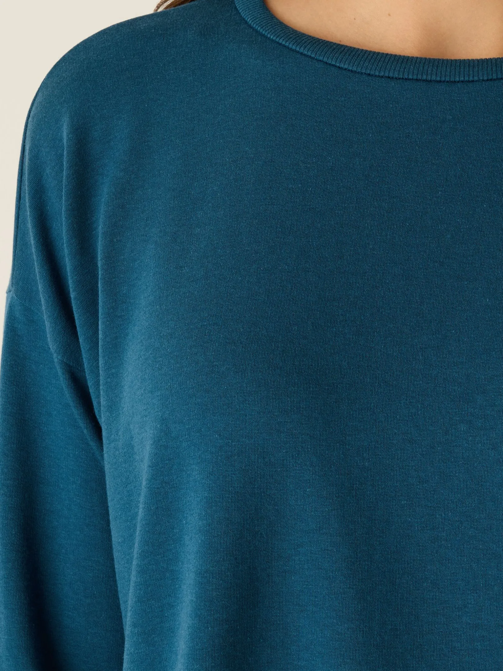 Cozy Brushed Terry Hug Round Neck Box-Top